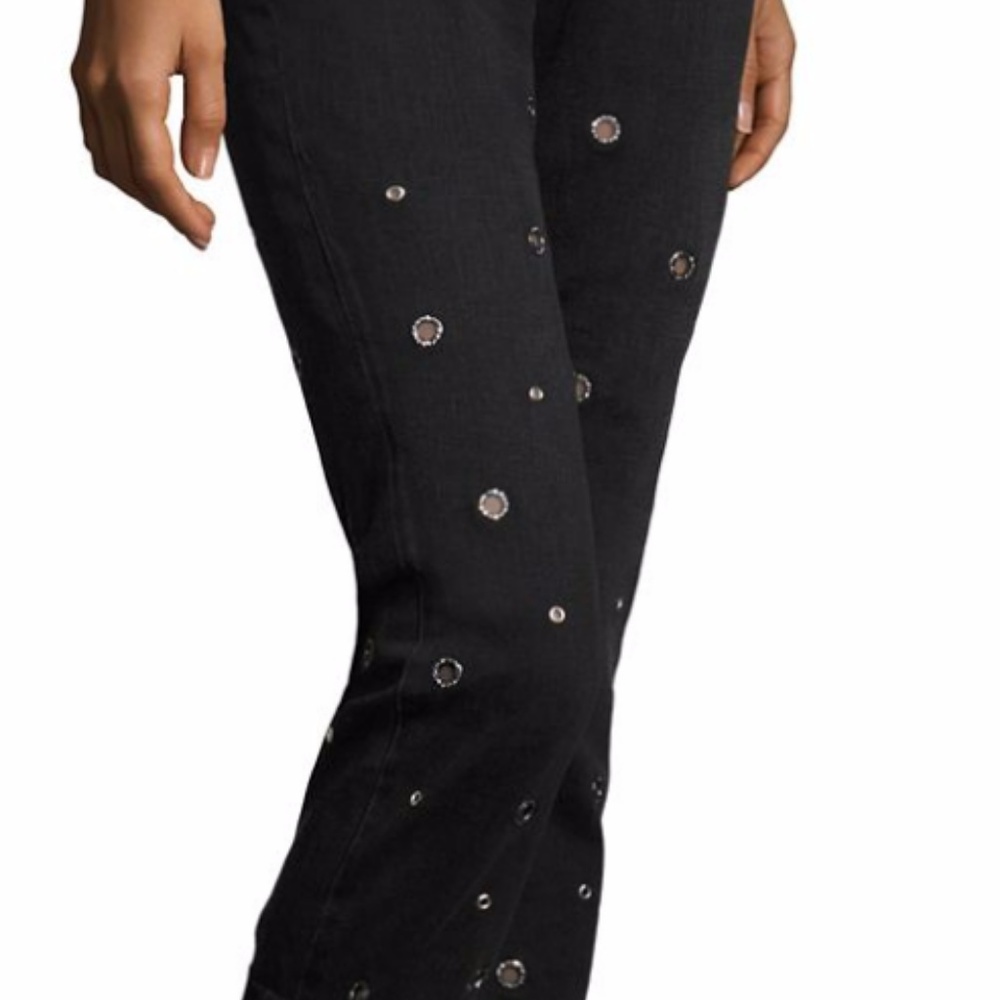 HUDSON New Jeans Crystal Jewel Grommet Pants USA BLACK Womens Sz 29, 30 - Picture 3 of 9